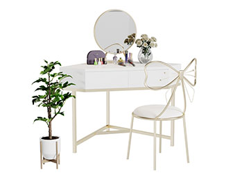 现代轻奢白色化妆梳妆台