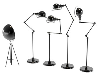 工业风黑色金属灯罩的落地灯