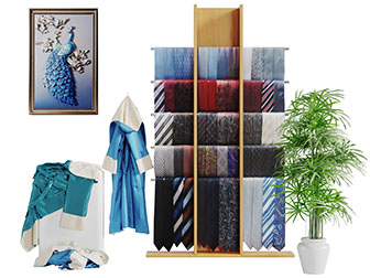 现代实木衣架领带展架3d模型 现代实木衣架领带展架