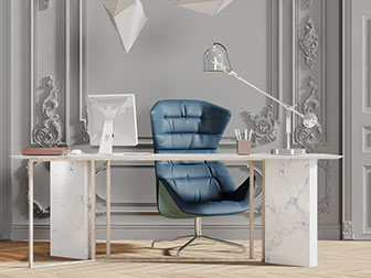 现代轻奢大理石书桌椅组合