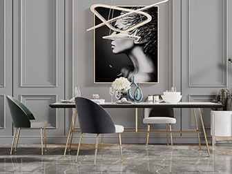 现代轻奢长方形餐桌椅组合