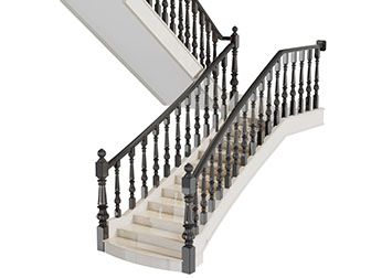 欧式雕花栏杆转角楼梯3d模型 欧式雕花栏杆转角楼梯