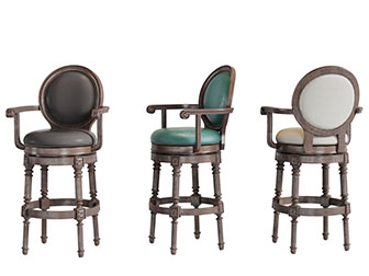 美式实木带扶手的吧椅