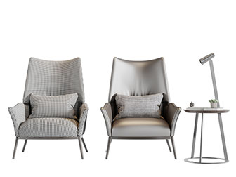 现代格子布艺休闲椅子