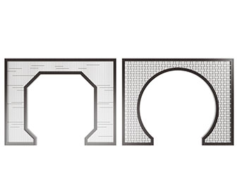 新中式镂空带门拱的隔断3d模型 新中式镂空带门拱的隔断