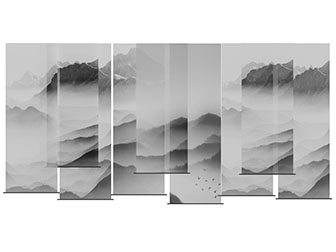 新中式水墨山水挂画门帘隔断3d模型 新中式水墨山水挂画门帘隔断