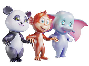 儿童卡通动物玩偶摆件组合