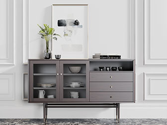 现代轻奢玻璃柜门的餐边柜