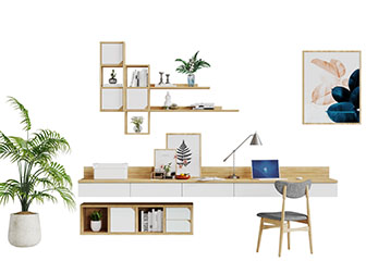 北欧实木加长书桌椅组合