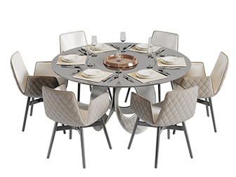 现代圆形餐桌椅组合