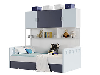 现代带收纳柜的儿童床