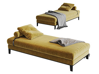 现代姜黄色布艺沙发凳