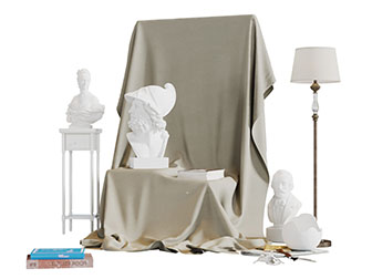 现代人物半身雕塑的画室教室