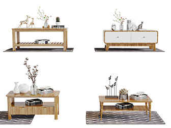 北欧实木电视柜茶几