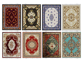 欧式雕花图案的长方形地毯3d模型 欧式雕花图案的长方形地毯