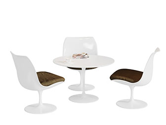 现代白色圆形桌子休闲椅子