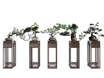 中式实木方形花架盆景盆栽