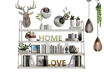 北欧实木板墙面收纳装饰架