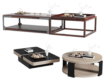 新中式实木长方形圆形茶几