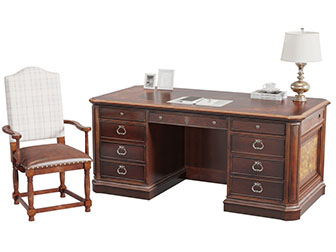 美式实木书桌椅组合