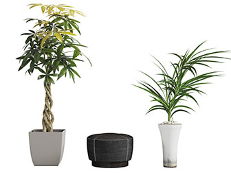 新中式圆形沙发凳盆栽植物