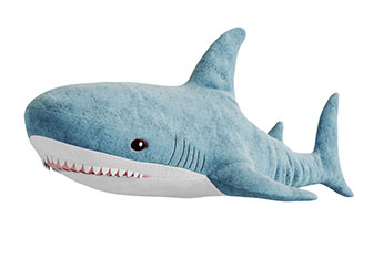 一只蓝色的鲨鱼玩偶玩具