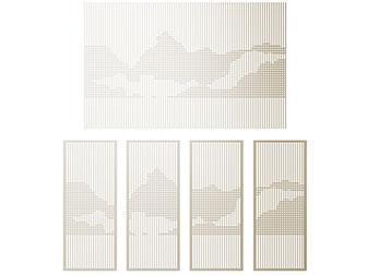 新中式隐形花纹山脉的隔断3d模型 新中式隐形花纹山脉的隔断