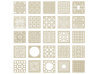 新中式方形雕花镂空装饰构件