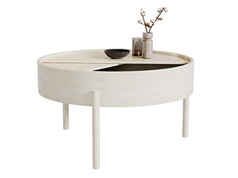 新中式实木圆形茶几