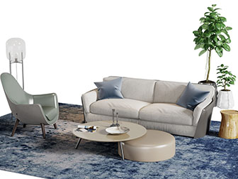 新中式多人沙发休闲椅子茶几组合