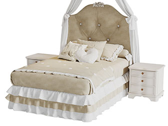 欧式软包儿童床
