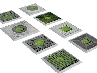 现代道旁树木镂空装饰花坛