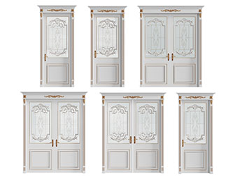 欧式雕花玻璃装饰的推拉门平开门