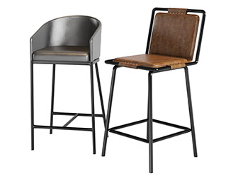 后现代黑色金属架的吧椅