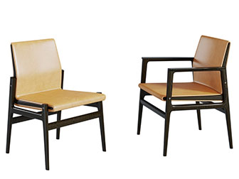 新中式皮革休闲椅子