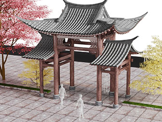 中式仿古建筑大门