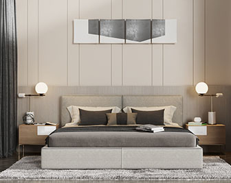 现代布艺双人床床头柜