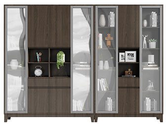 新中式实木玻璃柜门的装饰柜