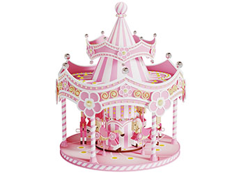 欧式粉色旋转木马玩具