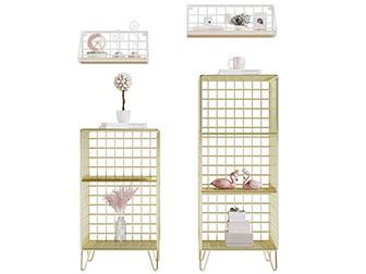 现代轻奢金属网装饰置物架