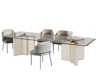 现代加长餐桌椅组合