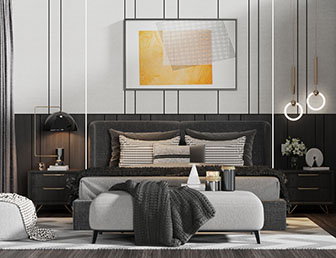 现代布艺双人床坐墩