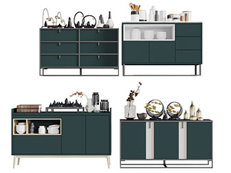 新中式复古绿色餐边柜