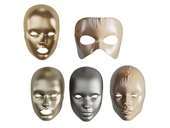 金色灰色女人面罩面具