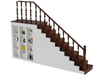 美式实木雕花栏杆楼梯3d模型 美式实木雕花栏杆楼梯