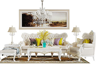 欧式古典多人单人沙发茶几组合