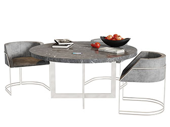现代圆形大理石餐桌椅组合