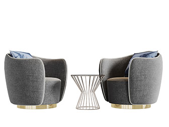 现代轻奢布艺单人沙发3d模型 现代轻奢布艺单人沙发