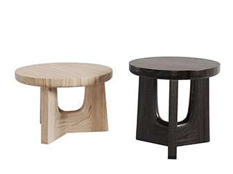 现代实木圆形茶几