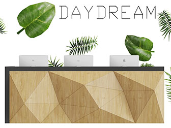 后现代立体几何形凹凸纹理的前台接待台